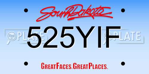 525YIF South Dakota License Plate