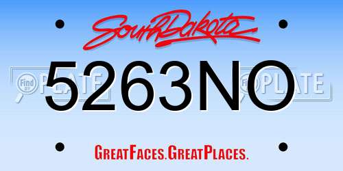 5263NO South Dakota License Plate
