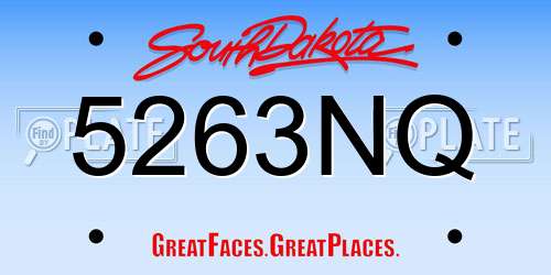 5263NQ South Dakota License Plate