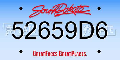 52659D6 South Dakota License Plate