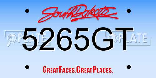 5265GT South Dakota License Plate