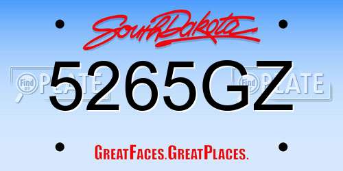 5265GZ South Dakota License Plate