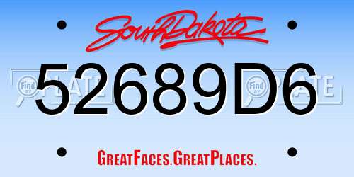 52689D6 South Dakota License Plate