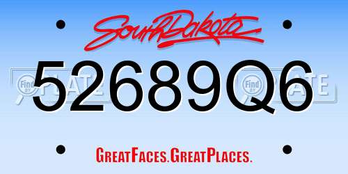 52689Q6 South Dakota License Plate