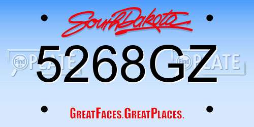 5268GZ South Dakota License Plate