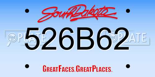 526B62 South Dakota License Plate