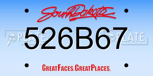 526B67 South Dakota License Plate