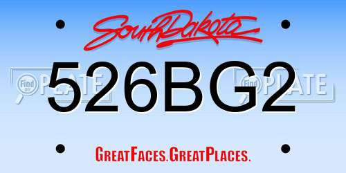 526BG2 South Dakota License Plate