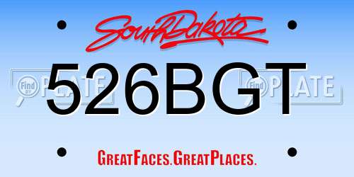 526BGT South Dakota License Plate