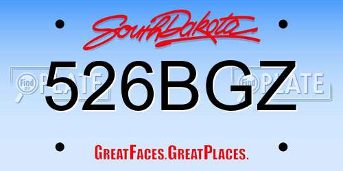 526BGZ South Dakota License Plate