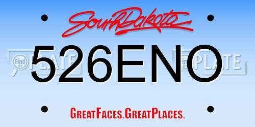 526ENO South Dakota License Plate