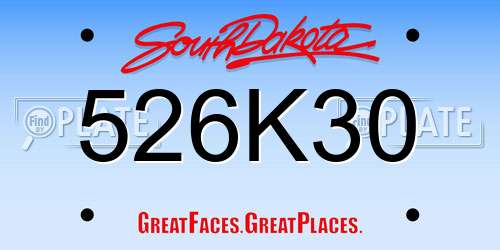 526K30 South Dakota License Plate