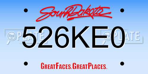 526KE0 South Dakota License Plate