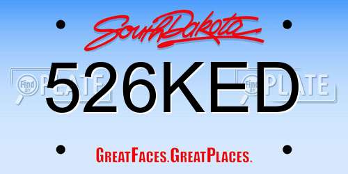 526KED South Dakota License Plate