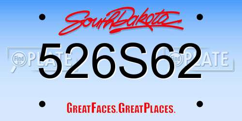 526S62 South Dakota License Plate