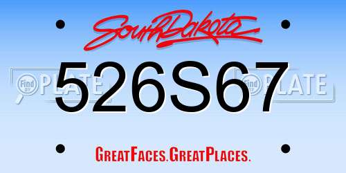 526S67 South Dakota License Plate