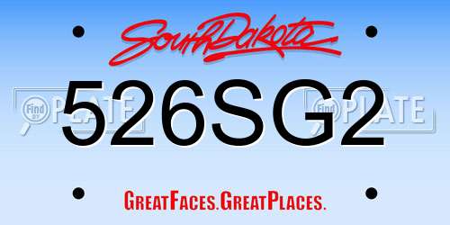 526SG2 South Dakota License Plate