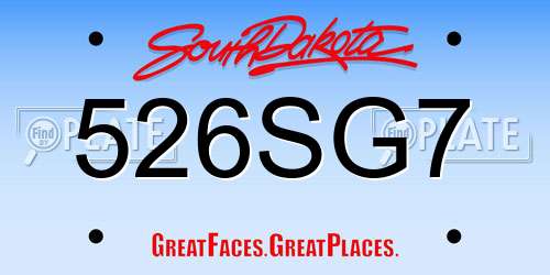 526SG7 South Dakota License Plate