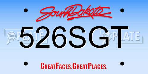 526SGT South Dakota License Plate