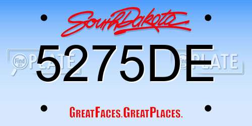 5275DE South Dakota License Plate