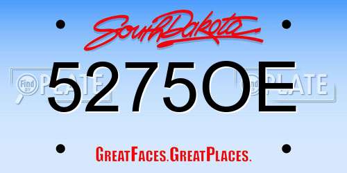 5275OE South Dakota License Plate
