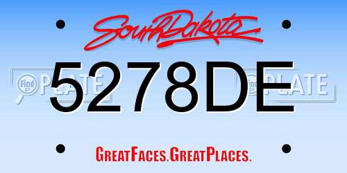 5278DE South Dakota License Plate