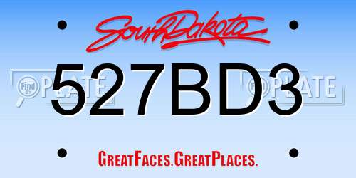 527BD3 South Dakota License Plate
