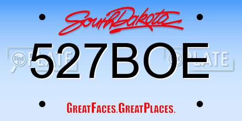 527BOE South Dakota License Plate