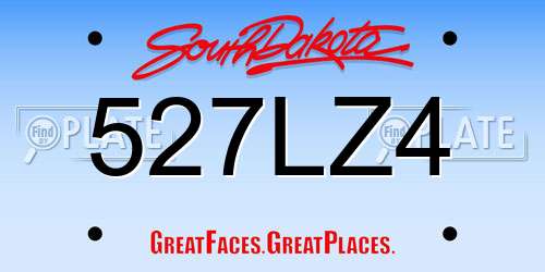 527LZ4 South Dakota License Plate
