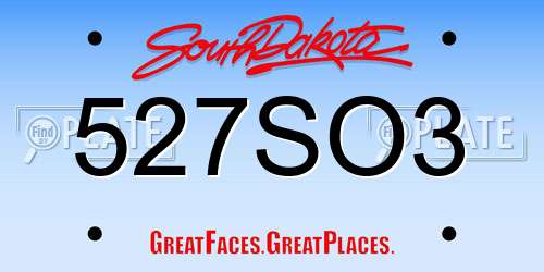 527SO3 South Dakota License Plate