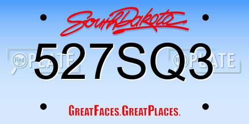 527SQ3 South Dakota License Plate
