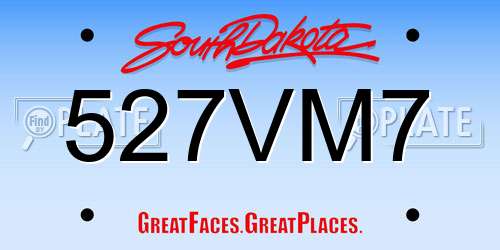 527VM7 South Dakota License Plate