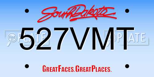 527VMT South Dakota License Plate