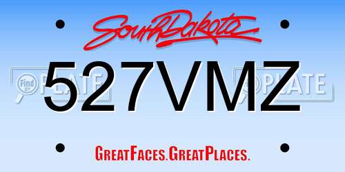 527VMZ South Dakota License Plate
