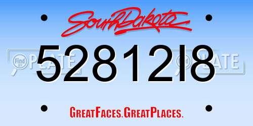 52812I8 South Dakota License Plate
