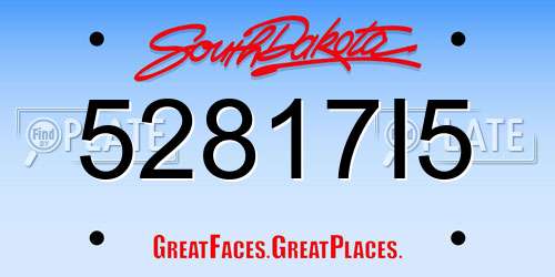 52817I5 South Dakota License Plate