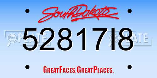 52817I8 South Dakota License Plate