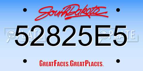 52825E5 South Dakota License Plate