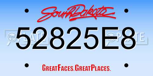 52825E8 South Dakota License Plate