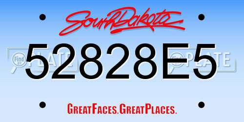 52828E5 South Dakota License Plate