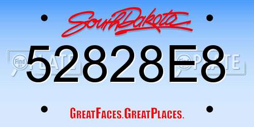52828E8 South Dakota License Plate