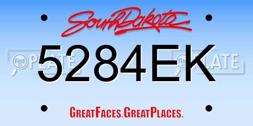 5284EK South Dakota License Plate