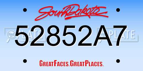 52852A7 South Dakota License Plate