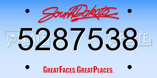 5287538 South Dakota License Plate