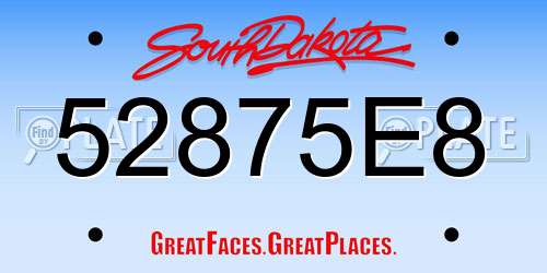 52875E8 South Dakota License Plate