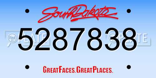 5287838 South Dakota License Plate