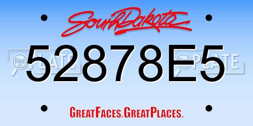 52878E5 South Dakota License Plate