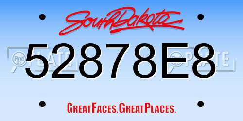 52878E8 South Dakota License Plate