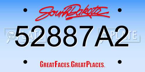 52887A2 South Dakota License Plate