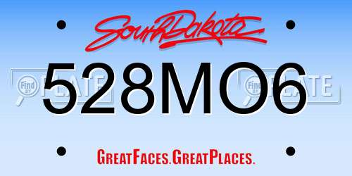 528MO6 South Dakota License Plate